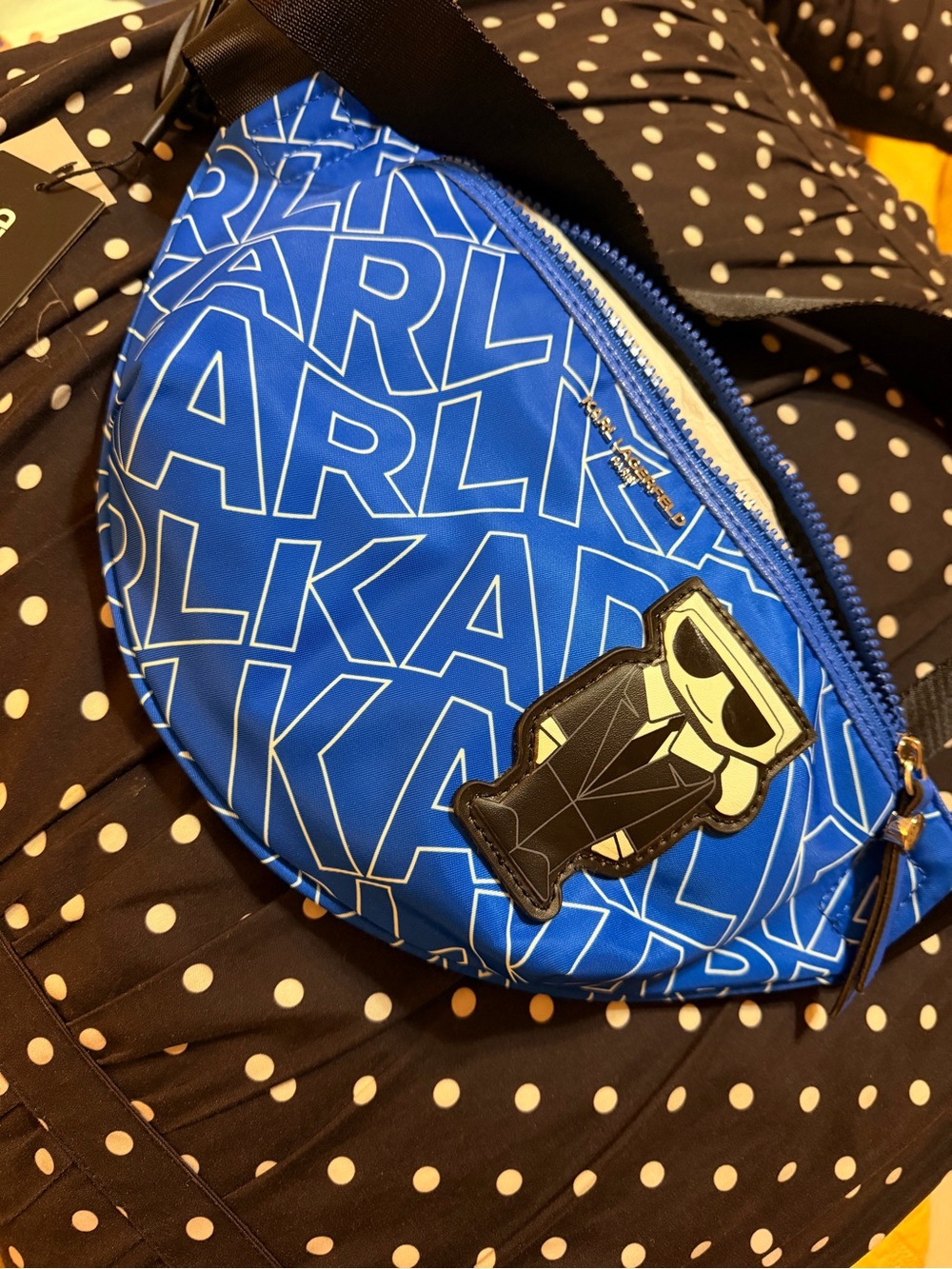 Karl Lagerfeld Electric Blue Logo Crossbody Belt Bag with Character Patch